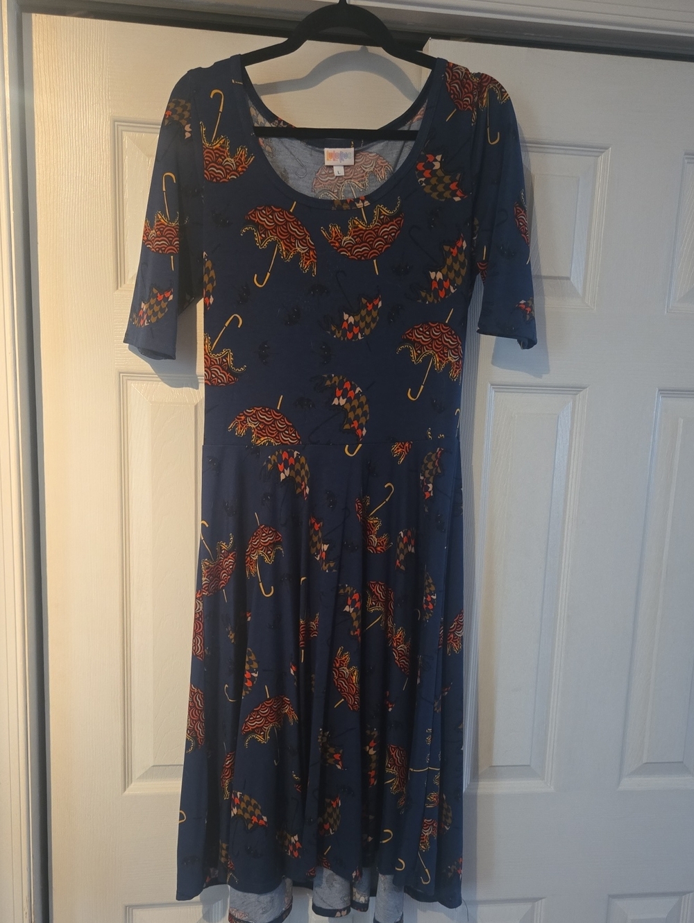 LuLaRoe Navy Umbrella-Print Midi Dress